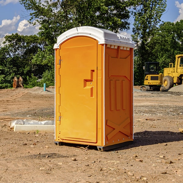 how often are the portable restrooms cleaned and serviced during a rental period in Dorchester Iowa